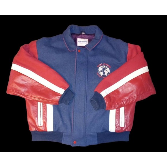 RARE Vintage Polaris World-Wide Leather/Wool Varsity Jacket Men's Large 80s - Picture 1 of 5